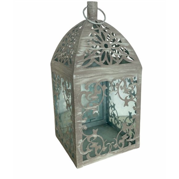 Moroccon Other - Moroccan Home Hanging Candle Cage Green Glass Decor